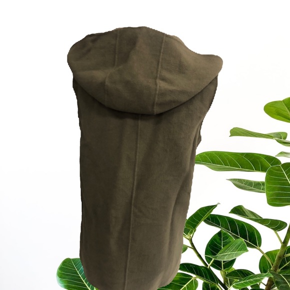 MASSIMO DUTTI OLIVE GREEN LIGHT WOOL HOODED VEST SNAPS CLOSURE SIZE SMALL - Picture 2 of 8